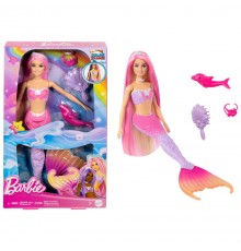 Barbie A Touch of Magic “Malibu” Mermaid Doll with Color Change Feature, Pet Dolphin and Accessories