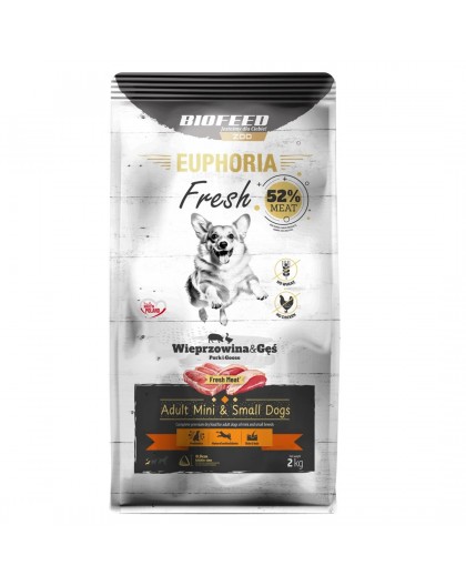 BIOFEED Euphoria Fresh Adult Mini & Small Pork with goose - dry dog food - 2kg