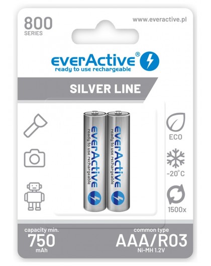 Rechargeable batteries everActive Ni-MH R03 AAA 800 mAh Silver Line - 2 pieces