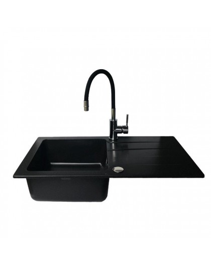 BALI sink (62x44) 1B1D black + Lungo mixer tap