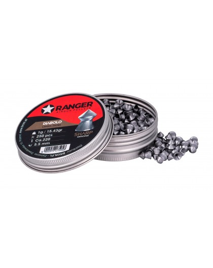 5.5 mm RANGER Diabolo Professional Sharp Grooved Point 250 pellets