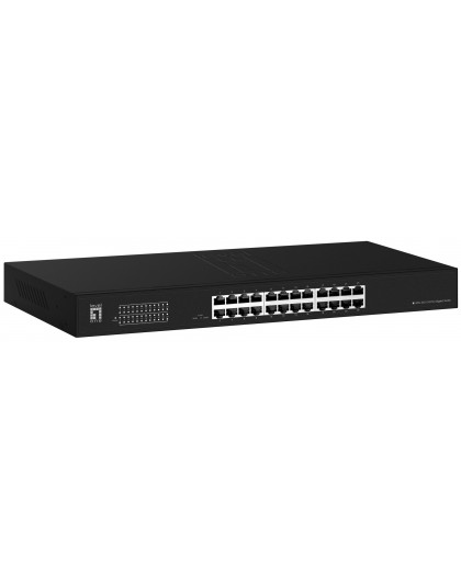 LevelOne Switch 24x GE GEU-2431 19\" Rack Mount Kit Unmanaged Gigabit Ethernet (10/100/1000) 1U Black