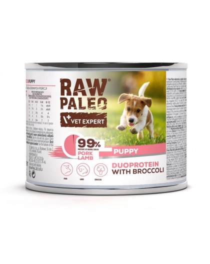 RAW PALEO Duoprotein Pork & Lamb Puppy - wet dog food - 200g