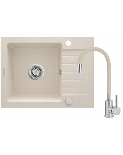 Granit sink with tap, 1-bowl with drainer