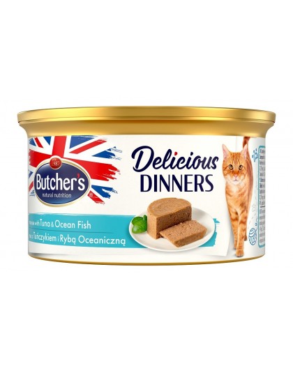 BUTCHER'S CLASSIC DELICIOUS DINNERS Wet cat food Mousse Tuna and marine fish 85 g