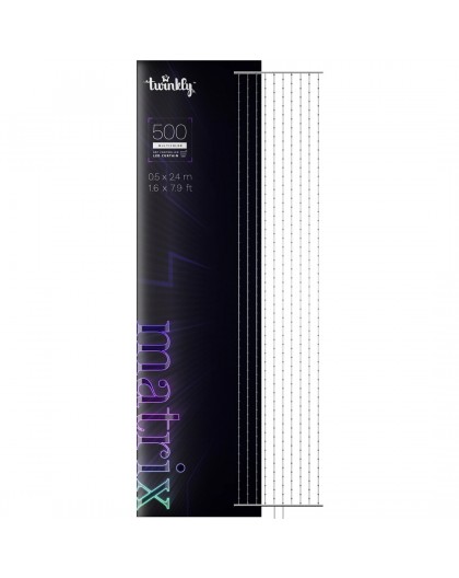 Twinkly Matrix - 500 RGB LED Pearl-shaped lights, clear wire, 1.7x7.8ft F-plug type