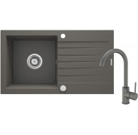 Granite sink with 1-bowl faucet with drainer