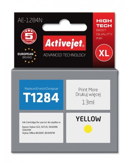 Activejet AE-1284N Ink (replacement for Epson T1284 Supreme 13 ml yellow)