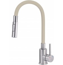Kitchen faucet with bent spout - 2 types of spray