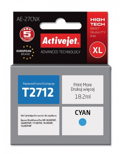 Activejet AE-27CNX Ink (replacement for Epson 27XL T2712 Supreme 18 ml cyan)