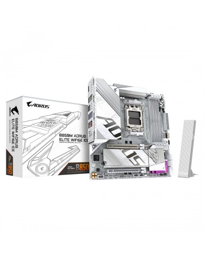 GIGABYTE B850M AORUS ELITE WIFI6E ICE Motherboard- AMD Ryzen 9000 Series CPUs, 12+2+1 Phases Digital VRM, up to 8200MHz DDR5 (OC