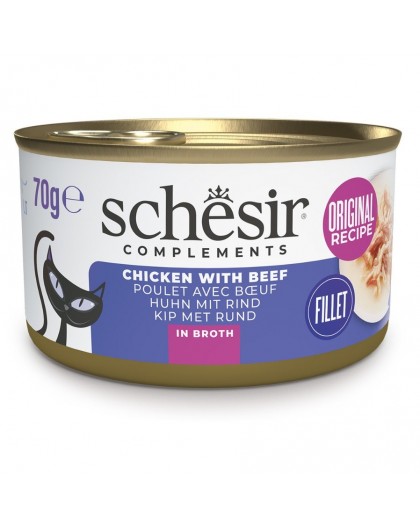 SCHESIR Chicken with beef in broth - wet cat food - 70g