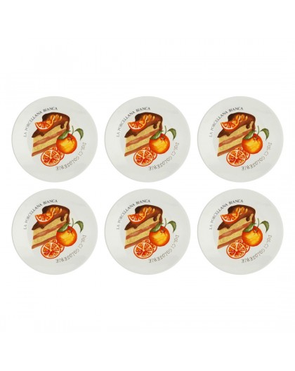 LA PORCELLANA BIANCA GOLOSERIE Set of 6 cake plates 17.5 cm