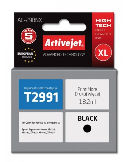 Activejet AE-29BNX Ink cartridge (replacement for Epson 29XL T2991 Supreme 18 ml black)