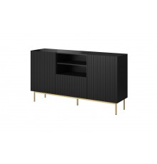 PAFOS chest of drawers on golden steel frame 150x40x90 cm matte black