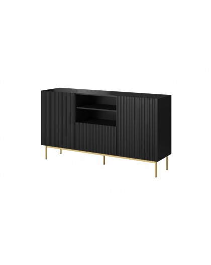 PAFOS chest of drawers on golden steel frame 150x40x90 cm matte black