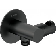 Round angled connector with handset holder