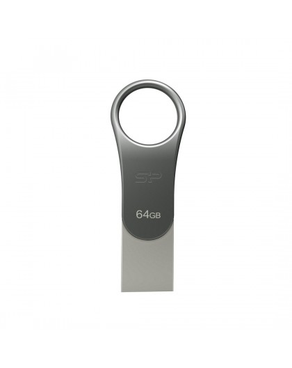 Silicon Power Mobile C80 USB flash drive 64 GB USB Type-A / USB Type-C 3.0 (3.1 Gen 1) Titanium