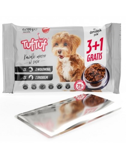 TUF TUF 2x with poultry, 2x with beef - wet dog food - 4x100g