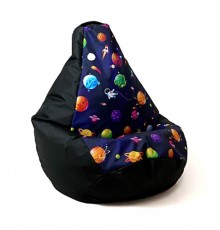 Sako bag pouffe pear print black-planets L 105 x 80 cm