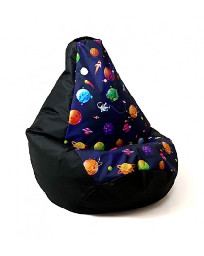 Sako bag pouffe pear print black-planets L 105 x 80 cm