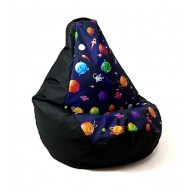 Sako bag pouffe pear print black-planets L 105 x 80 cm
