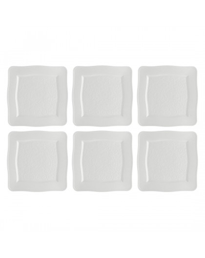 Set of 6 Square Plates Florentina - White, 26.5 cm