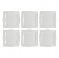 Set of 6 Square Plates Florentina - White, 26.5 cm