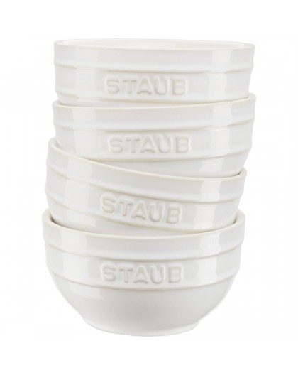 Set of 4 Staub round bowls - 14 cm, Ivory