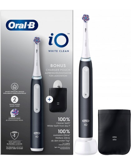 Oral-B toothbrush, white and black + cover