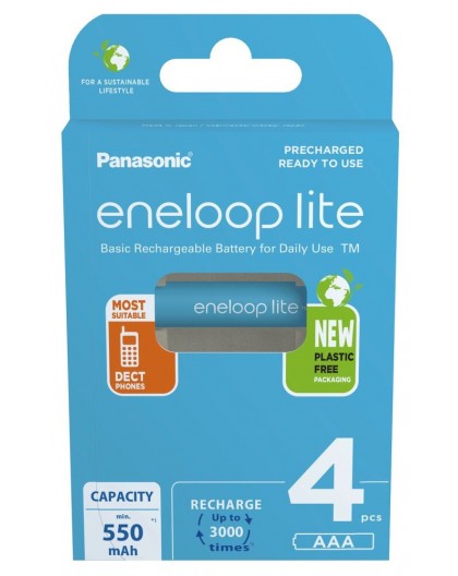 Rechargeable batteries PANASONIC ENELOOP LITE AAA 550 mAh 4 szt (BK-4LCCE/4CP)