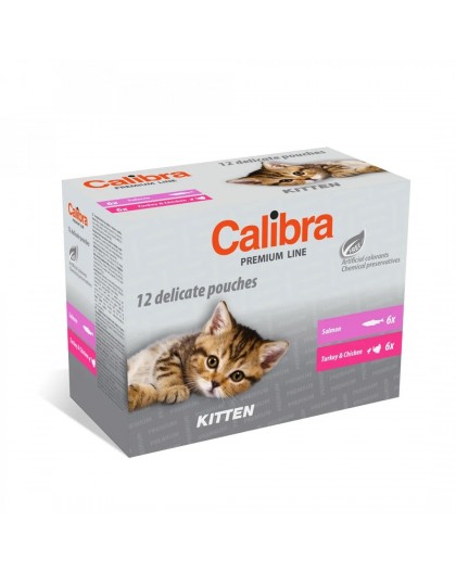 CALIBRA Cat Premium Kitten Pouches multipack - wet cat food - 12x100g