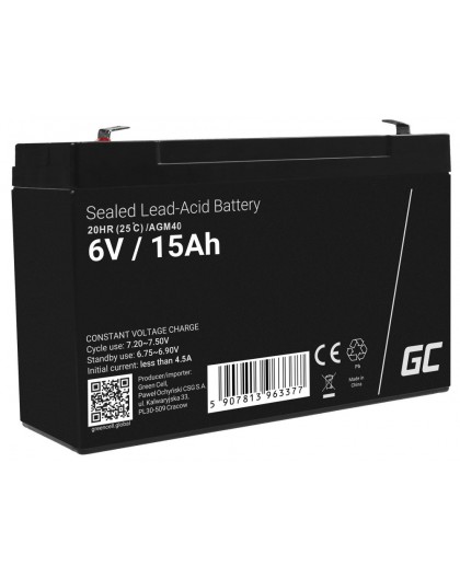 Green Cell AGM40 UPS battery Sealed Lead Acid (VRLA) 6 V 15 Ah