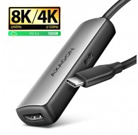 Axagon RVC-HI8KPD, USB-C - HDMI 2.1 adapter, 8K/60Hz, 4K/144Hz, HDR10+, PD100W
