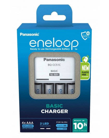 Battery charger PANASONIC Eneloop Basic BQ-CC51 + 4x AAA 800 mAh (K-KJ51MCD04E)
