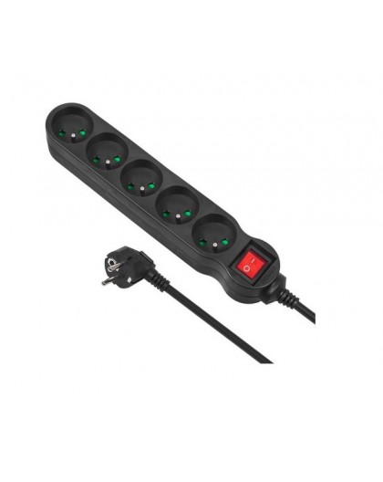 Maclean MCE185 power extension 5 m 5 AC outlet(s) Indoor Black