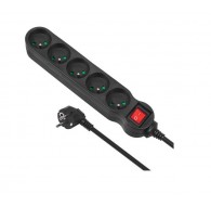Maclean MCE185 power extension 5 m 5 AC outlet(s) Indoor Black