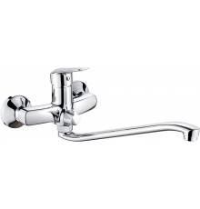 Wall-mounted washbasin mixer with extended spout - hose connection