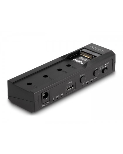 DeLOCK USB Type-C Converter for 1 x M.2 NVMe SSD + 1 x SATA SSD / HDD with Clone Function