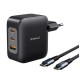 Intenso W100ACC+C520C, Power Adapter + Charging Cable Set, 100W, Fast Charging, GaN, Charge 3 Devices Simultaneously, Black