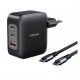 Intenso W100ACC+C520C, Power Adapter + Charging Cable Set, 100W, Fast Charging, GaN, Charge 3 Devices Simultaneously, Black