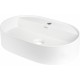 Granite countertop washbasin with a faucet island - oval