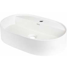 Granite countertop washbasin with a faucet island - oval