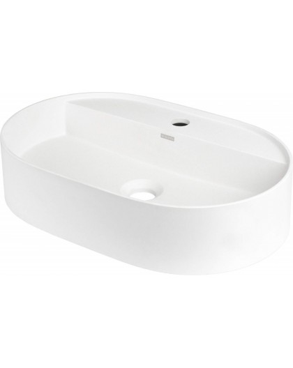 Granite countertop washbasin with a faucet island - oval