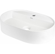 Granite countertop washbasin with a faucet island - oval