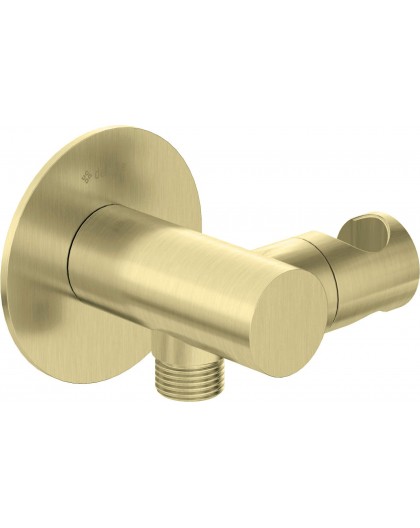 Round angled connector with handset holder