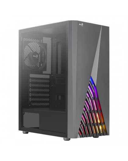 Aerocool DELTABKV1 ATX PC Case RGB Front Full Side Window 12cm Fan Black