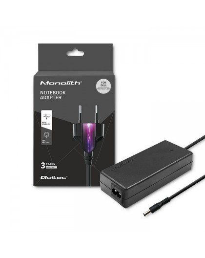 Qoltec 51516.90W Power adapter for Dell | 90W | 19.5V | 4.62A | 4.5*3.0+pin | +power cable