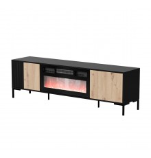 Cama RTV Cabinet MERCI 180 x 40 x 53.5 cm black/oak artisan + fireplace