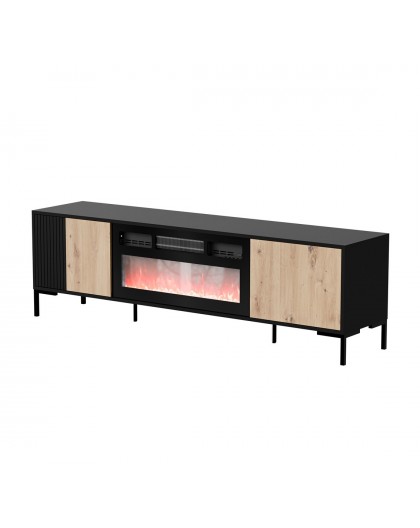 Cama RTV Cabinet MERCI 180 x 40 x 53.5 cm black/oak artisan + fireplace